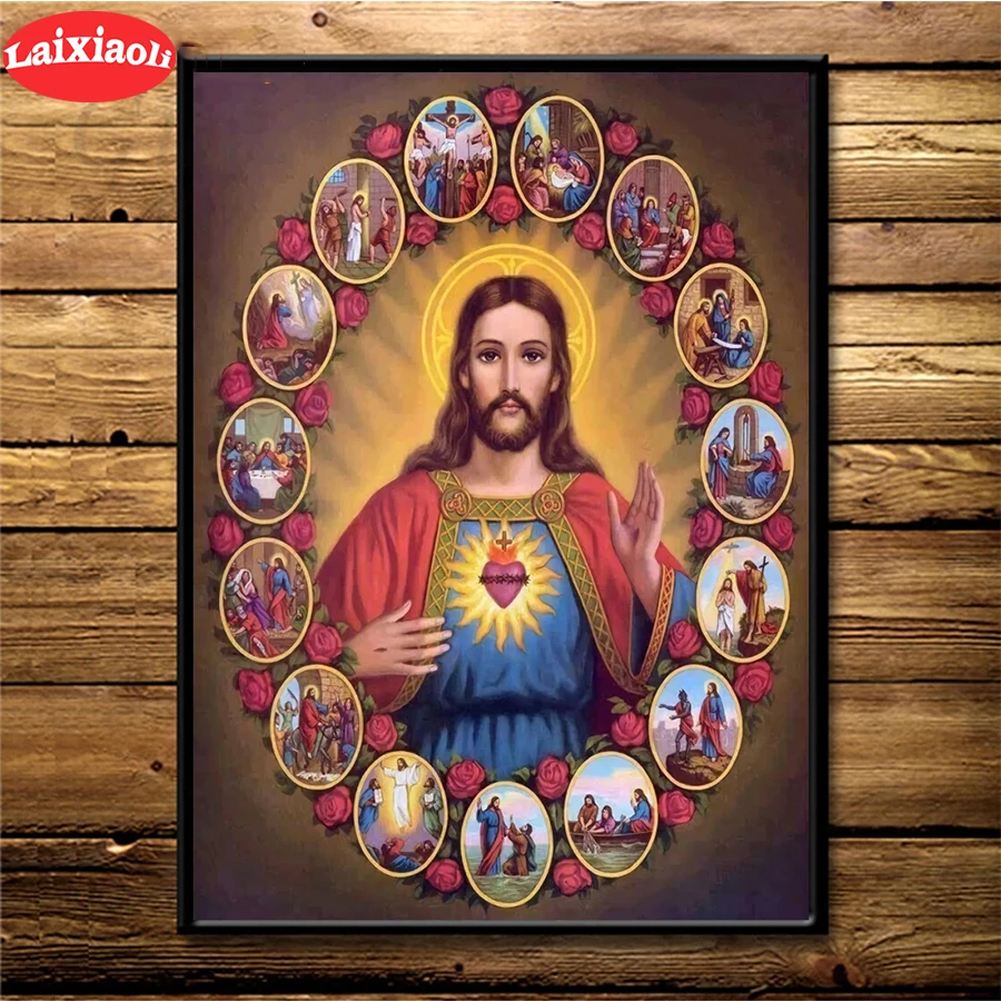 

Full square Round drill Diamond embroidery Jesus christian religion 5D DIY diamond Painting Cross Stitch Rhinestone Mosaic