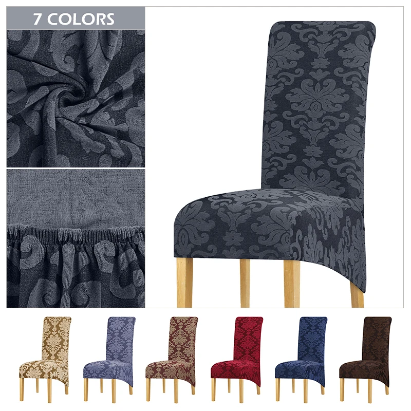 

1/2/4/6PCS XL Size Chair Cover Stretch Long Back Elastic Chair Cushion Cover Jacquard Fabric Cover Dining Room Office Home Decor