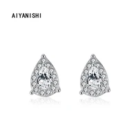 aiyanishi 925 sterling silver pear hao stud earrings woman fashion jewelry wedding engagement silver stud earrings party gifts