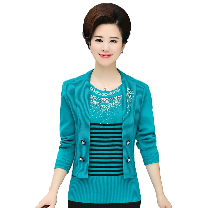 Женский свитер с имитацией двух частей осенне-зимний пуловер в полоску со