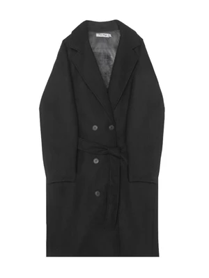 

Hidden Autumn and winter new minority design feeling dark department of coat Retro double-breasted loose women's cloth coat