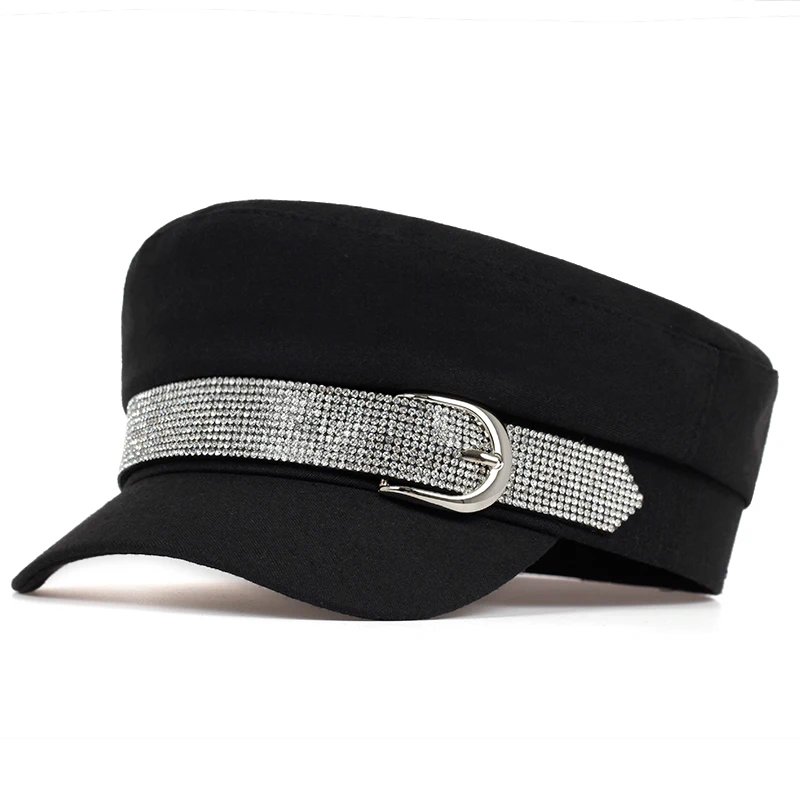 

Simple Winter Beret with Buckle Hat Women Men Street Fashion Style Newsboy Hats Black Berets Flat Top Caps Men Drop Ship Cap