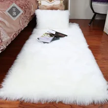 Plush Soft Sheepskin Bedroom Carpet Imitation Wool Pad Long Hair Bedside Mat Sofa Cushion White Rugs Red Living Room Fur Carpet