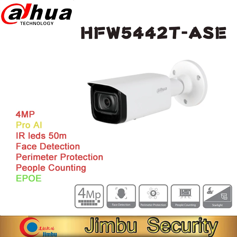 Сетевой видеорегистратор Dahua 4MP AI ИК EPOE пуля Камера IPC HFW5442T ASE светодиодный Длина
