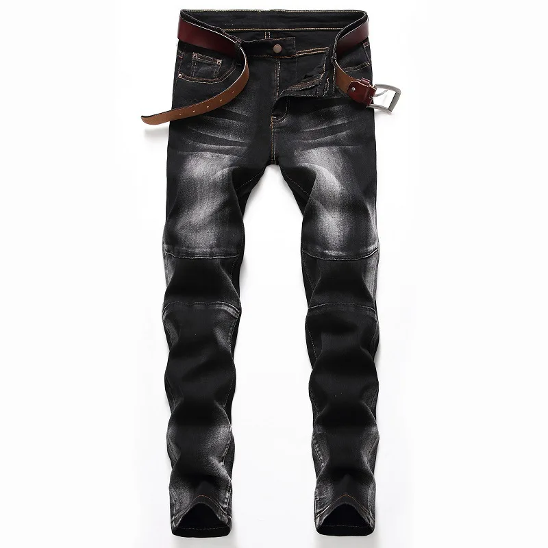 908black Gersri, модные мужские джинсы, контрастные цвета, сшитые джинсы, мужские новые брендовые джинсы, мужские мотоциклетные джинсы размера плюс, крутые джинсы - Цвет: 908black