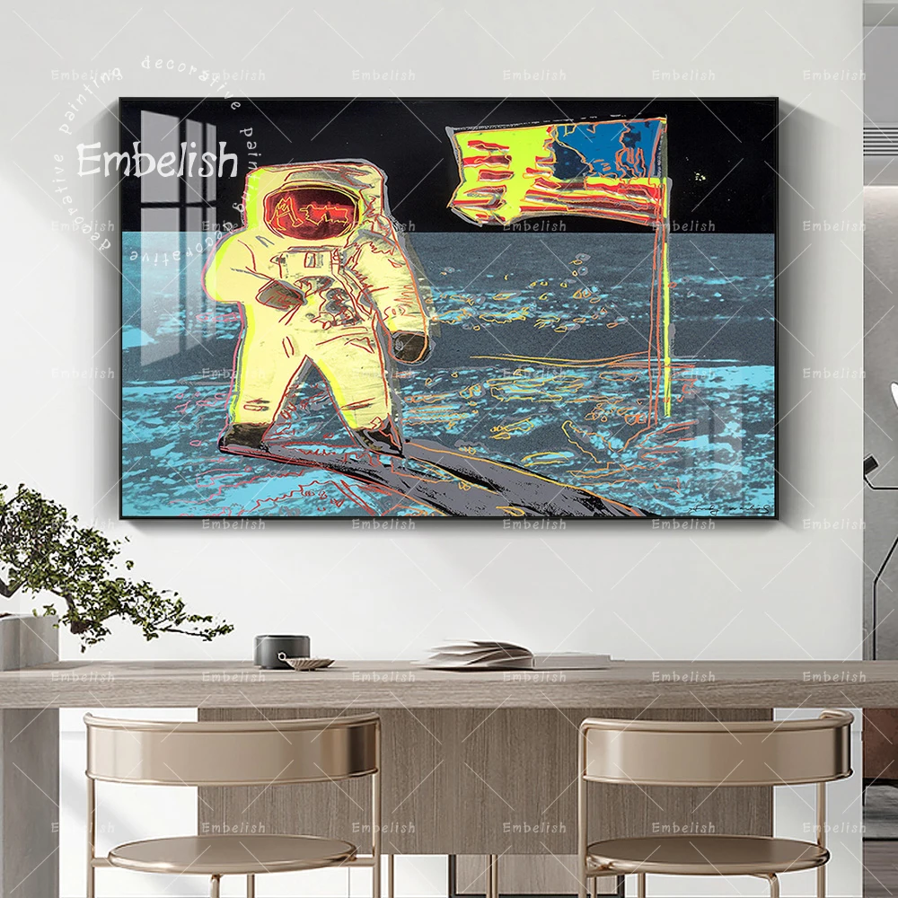 

Cartoon Astronaut On Space With Flag Modern Artworks For Living Room Modern Home Decor Wall Art Pictures HD Canvas Oil Paintings