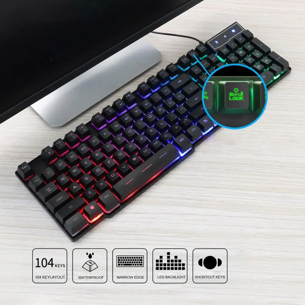 Проводная игровая клавиатура iMice AK-600 механическая с 104 клавишами RGB-подсветка для
