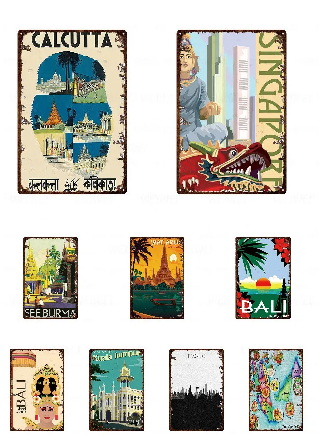 Бали пляжные Оловянная табличка Металл летняя металлическая пластина Настенный