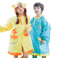 fashion children raincoat thickened outdoor waterproof rain coat kids solid color waterproof rainwear with backpack position