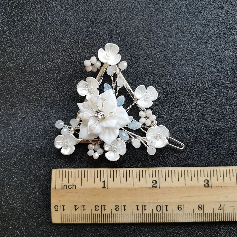 Женские Цветочные заколки для волос SLBRIDAL Металлические Керамические ручной