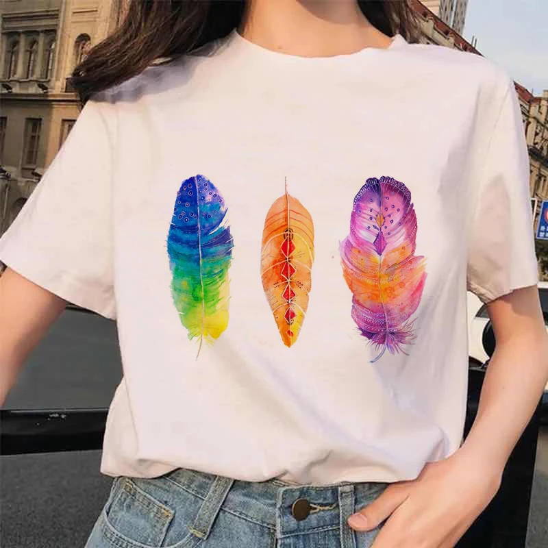 

Summertime aesthetic Flamingo graphic Print Women's T-shirt Harajuku casual slim white round neck Street T-shirt Clothing Tops