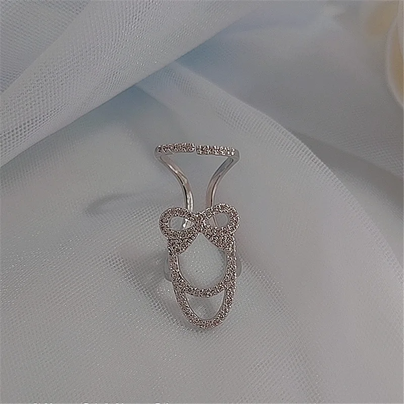 

Micro Pave Zircon Finger Rings For Women 2021 New Trends Bow Butterfly Open Ring Jewelry