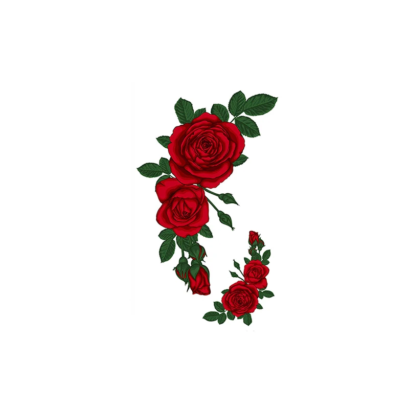 

Водостойкая Временная тату-наклейка, красная роза, дизайн, искусственные татуировки флэш-тату, руки, груди, шеи, ног, боди-арт для женщин и му...