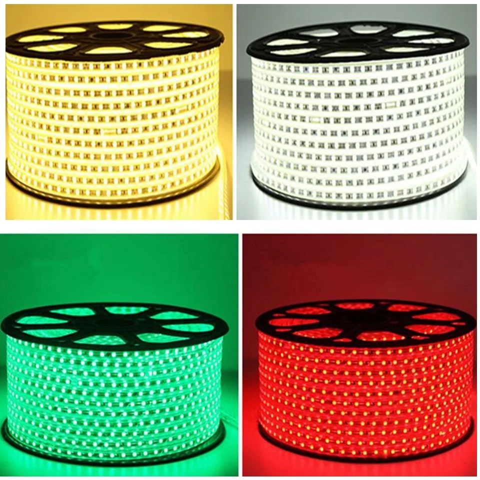 SMD 5050 AC220V Светодиодная лента гибкий свет 60 светодиодов/м Водонепроницаемая