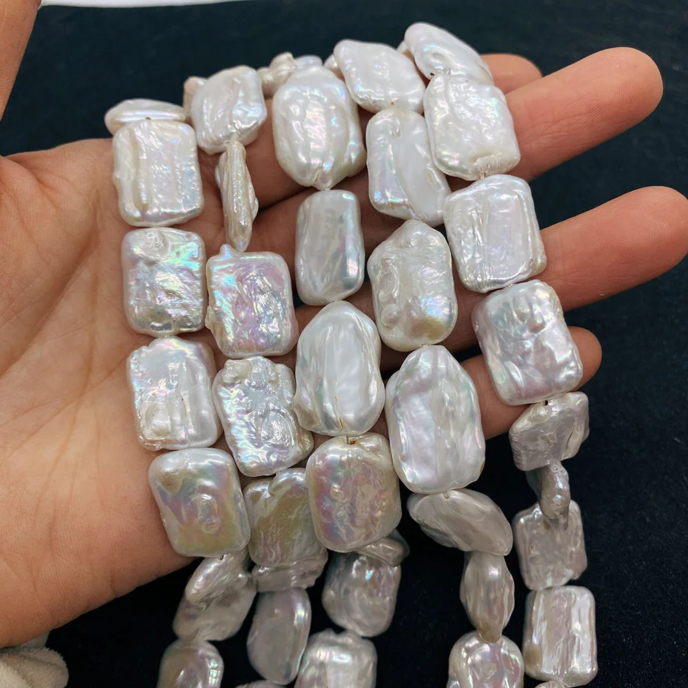 Белый натуральный пресноводный жемчуг плоский квадратный Большой для