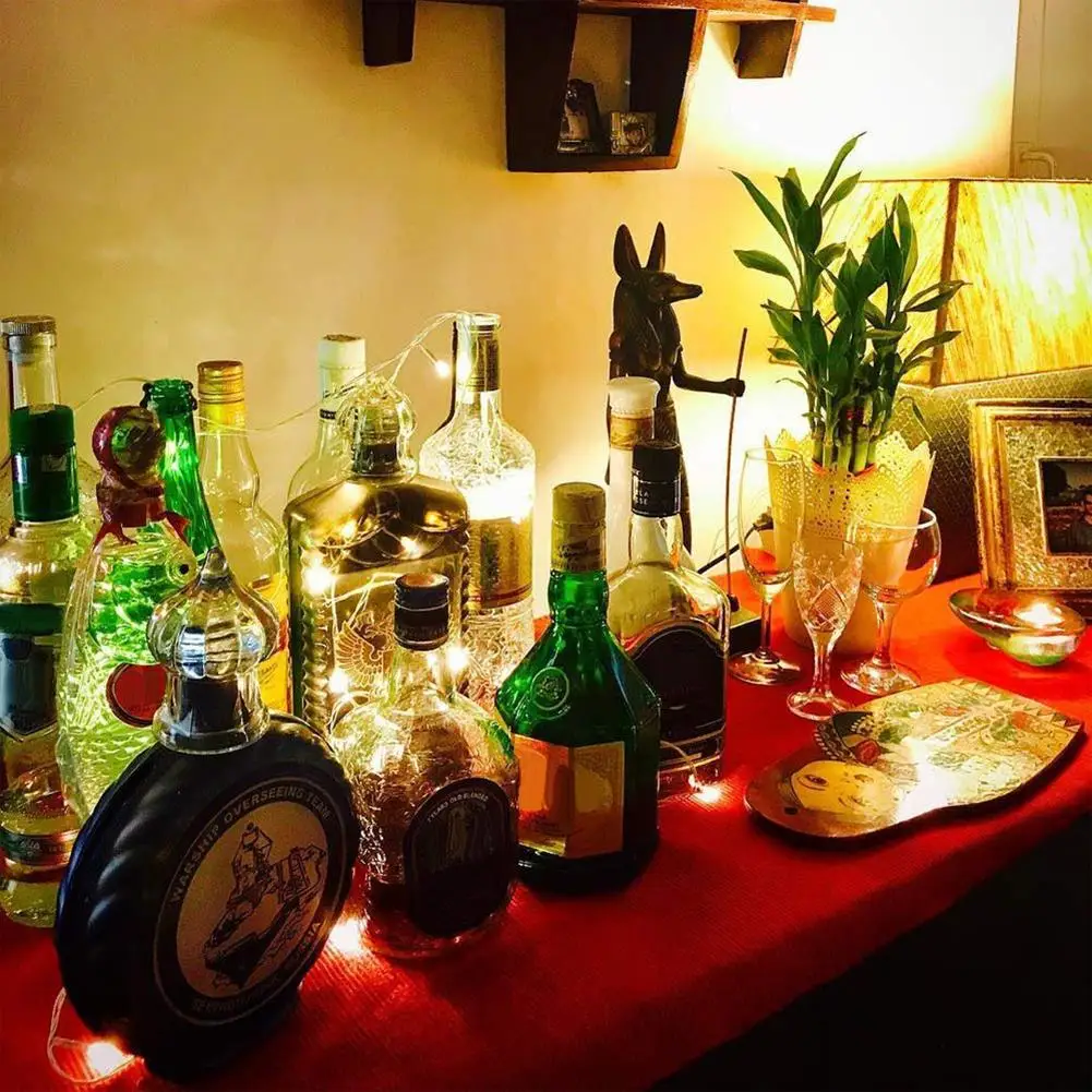 20LED светильники в форме винных бутылок на батарейках пробки для вечерние