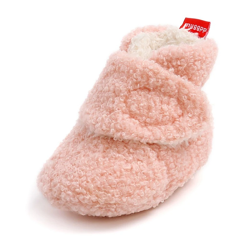 

Winter Newborns Baby Boy Girls Snow Boots Shoes Cashmere Plush Patchwork Boots Fashion Soft Bottom Warm Crib Shoes