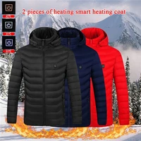 men 2021 winter new warm usb heating fleece jackets parkas smart thermostat detachable hooded heated waterproof jacket clothing