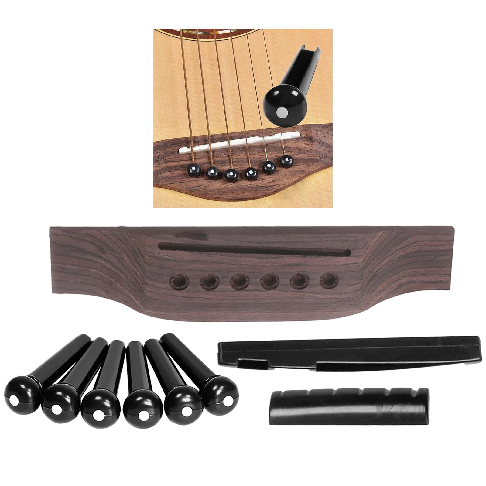 

Гитары деревянного моста плавкого с шпильки для порожка шлицевая гайка седло для 6 струны для акустической Гитары