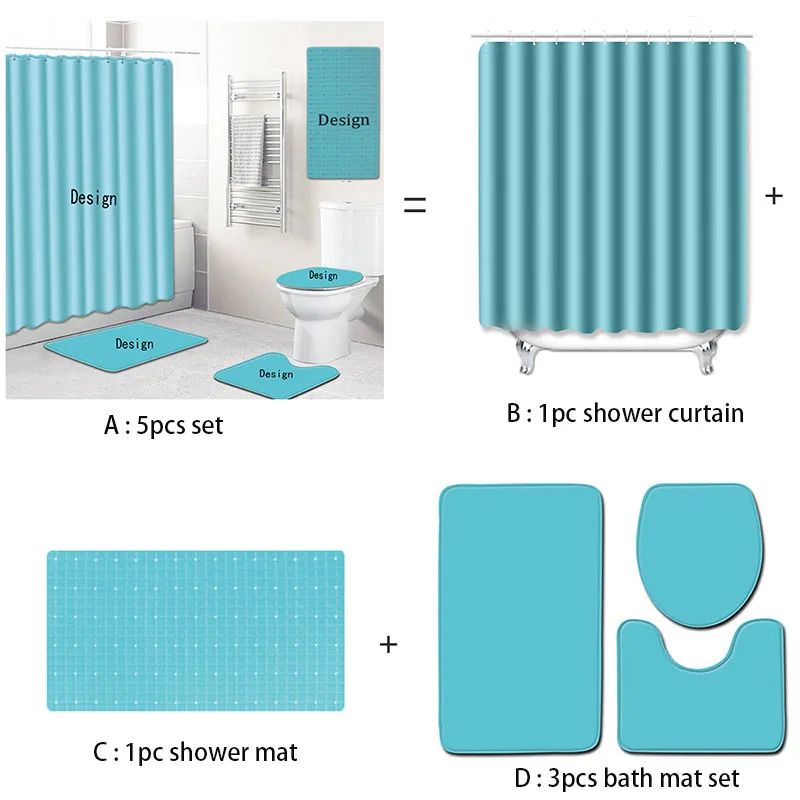 

Fabric Shower Curtain PVC African Women Carpet Bathroom Mat Set Anti Slip Bath Mat for Home Decor Bedroom Doormat Foot Pads