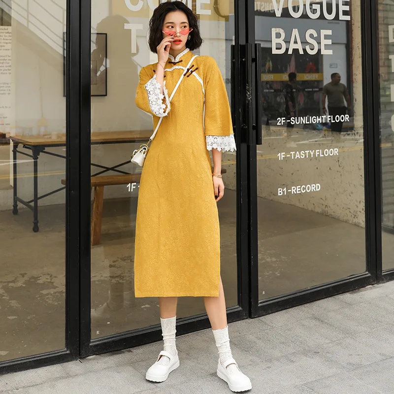 Современное хлопковое вьетнамское китайское женское платье для девочек 2020 qipao |