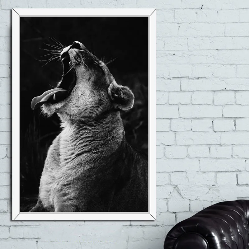 

Black and White Wild Animal Elephant Tiger Lion Art Canvas Painting Poster Wall Home Decor obrazy plakat