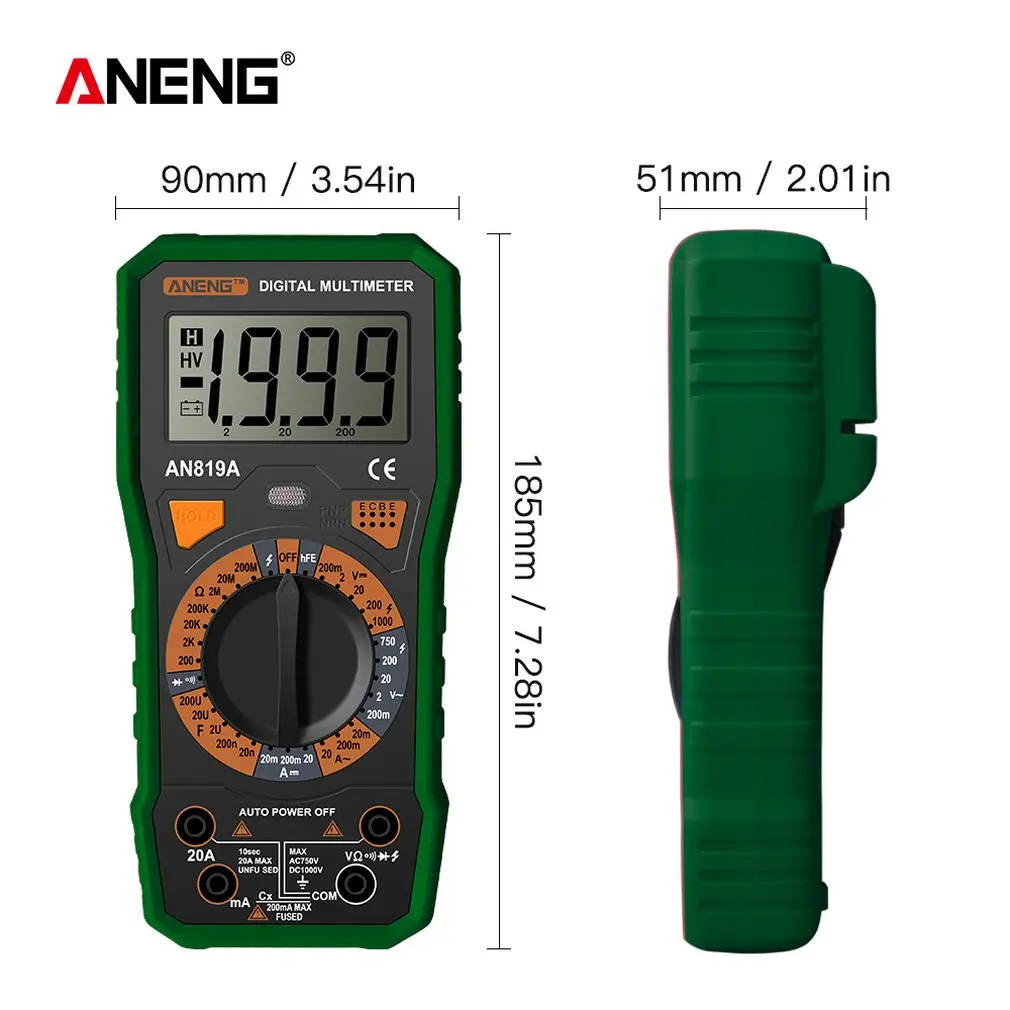 

ANENG AN819A Digital Multimeter Esrmeter True RMS Professional Digital Multimeter Voltmeter Battery Tester Multimetro Richmet