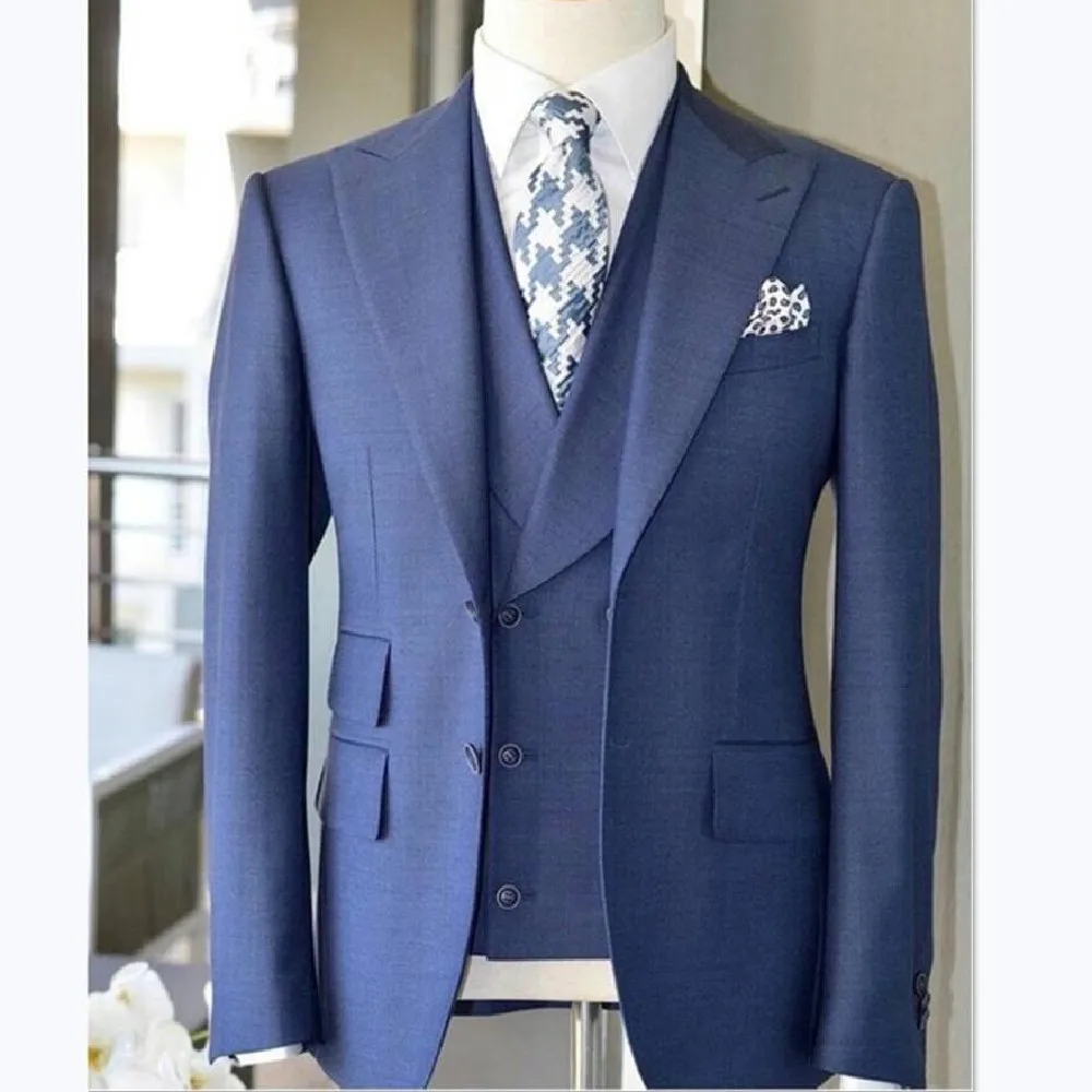 Latest Coat Pant Design Men Suit Slim Fit 3 Piece Tuxedo Prom Wedding Suits Custom Groom Blazer Terno Masculino Jacket+vest+pant