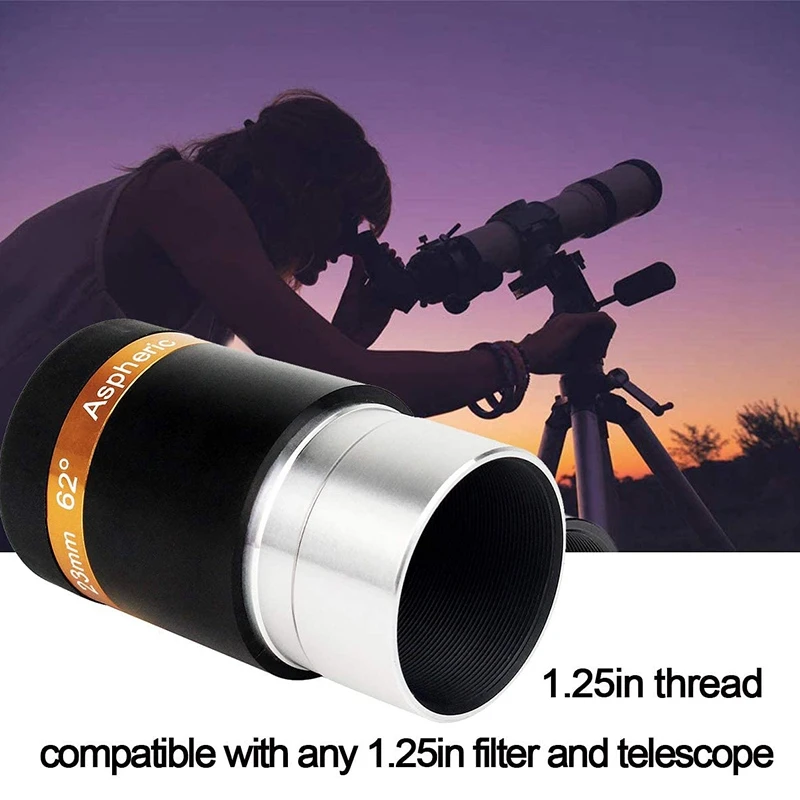

2Pcs 1.25 inch Aspheric Eyepiece Telescope Wide Angle 62 De Eyepiece Lens 2m+ 2X Barlow Lens for Monocular Telescope