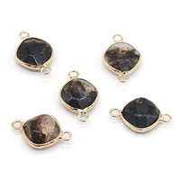 natural gemstone pendants gold plated double hole connectors charms for jewelry making diy necklaces bracelet accessories