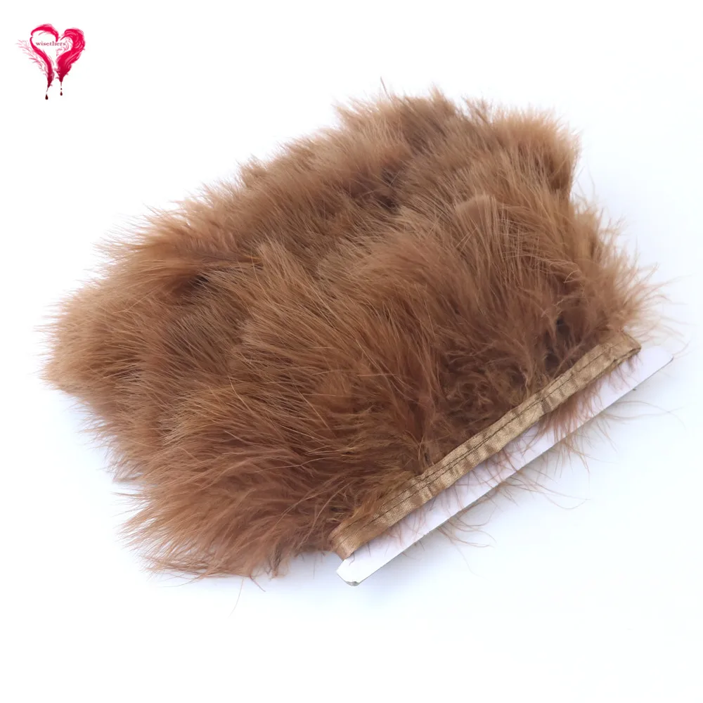 Light Brown 12 цветов 1 метр Ширина 6-8 см Необычные мягкие пушистые окрашенные красочные индейка перья марабу кружевные ленты с отделкой вечерние украшения одежды - Цвет: Light Brown
