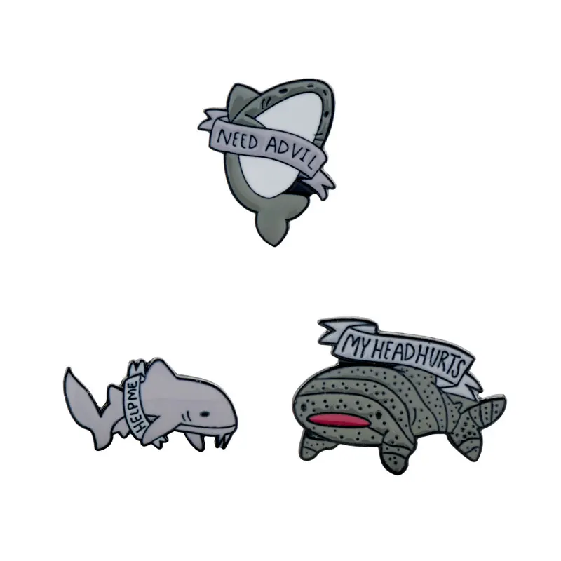 Аквариумные животные брошь Акула убийца КИТ моя голова болит помогите мне значок