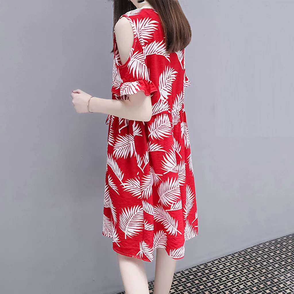 Платье женщин O-образный вырез Повседневного 2020 Платья с коротким рукавом Вадимы