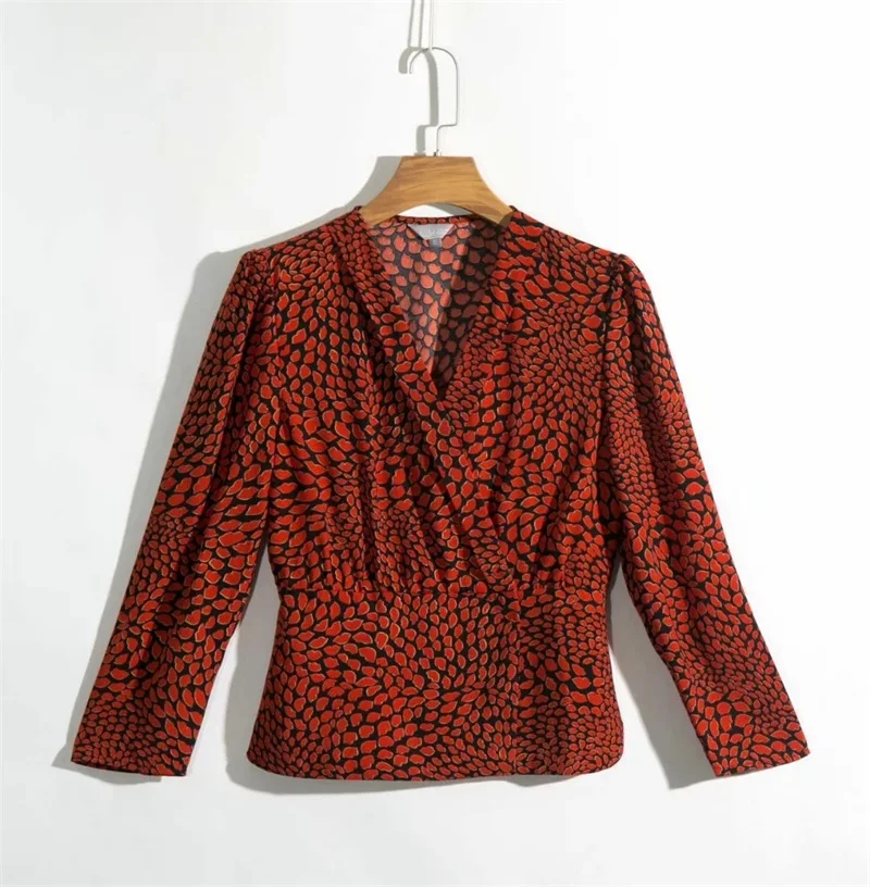 Женская блузка с V образным вырезом и рукавом три четверти|Блузки| |