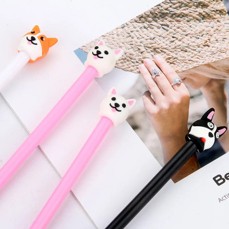 Kup 24 Sztuk Proste świeże Kreskówki Małe Kiełkowanie Pies Pióro Neutralne Puppy Czarny Różowy Kreatywne Pióro Stacjonarne Kawaii Szkolne