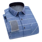 Мужская теплая флисовая рубашка с длинным рукавом и принтом, большого размера