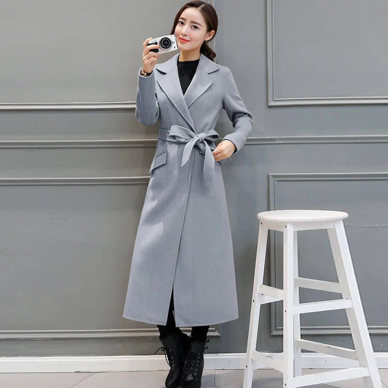 

Winter Coat Women Warm Wool Coat Long Women's Autum Fashion Outwear female wool over the knee super woolen coat