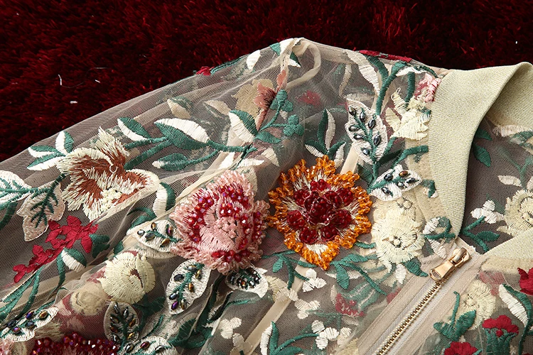 MoaaYina Высококачественная модная дизайнерская куртка, осенняя Женская сетчатая вышивка, аппликация, женский брючный костюм с вышивкой бисером, куртка