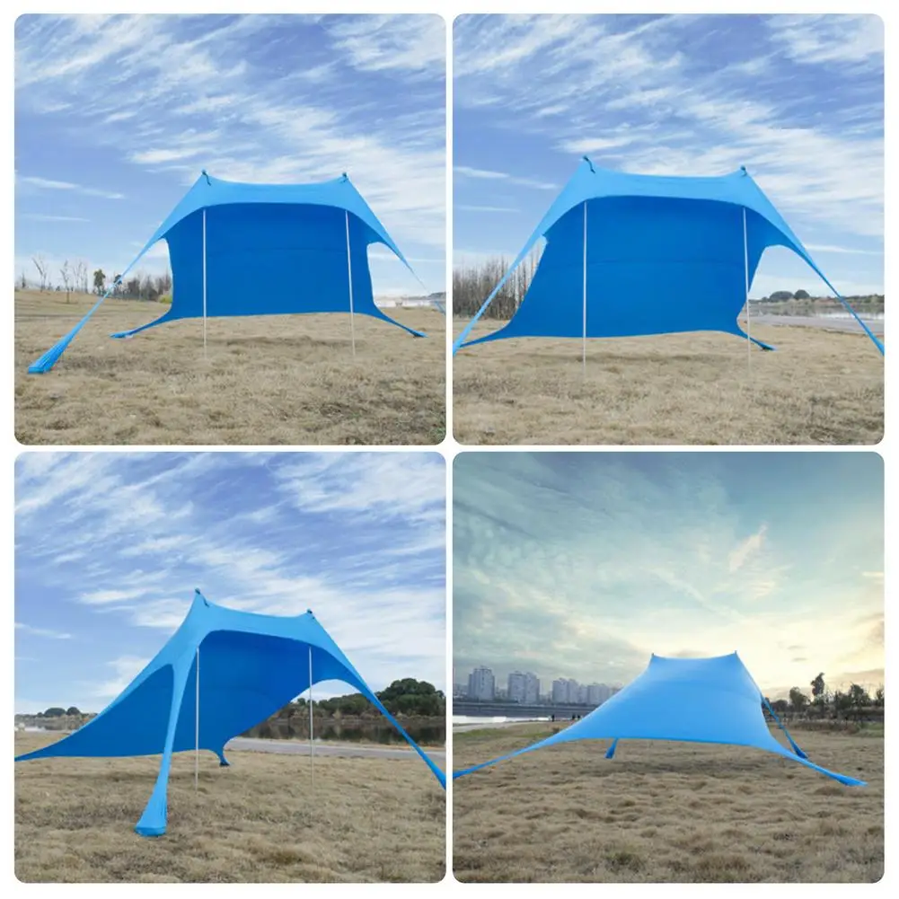 저렴한 휴대용 태양 그늘 텐트 샌드백 대형 가족 캐노피 야외 낚시 캠핑 해변 양산 천막 세트