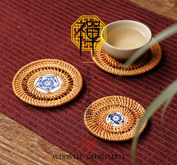 Новая подставка из ротанга тканые подставки под чайник Zisha кастрюлька, сохраняющая тепло коврик чайная церемония чайный набор кунг-фу чайный столик Бамбуковый стол чаша коврик