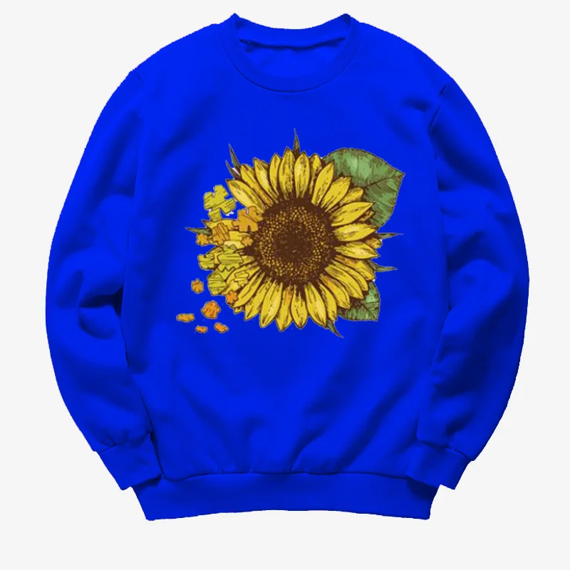 

Sunflower Printed Hoodies Women Fleece Long Sleeve O Neck Loose Sweatshirt Girls Women Hoodie Pullovers Winter