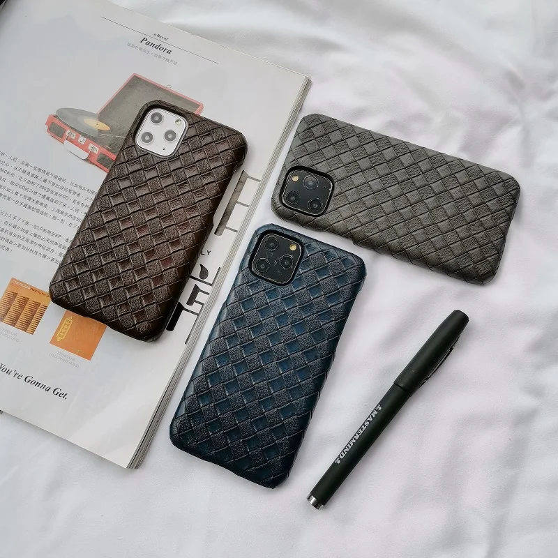 

Luxury Leather Case for iPhone 11 Pro Max X XR XS max 6 7 8 Plus SE 2020 Woven pattern PU protective Cover