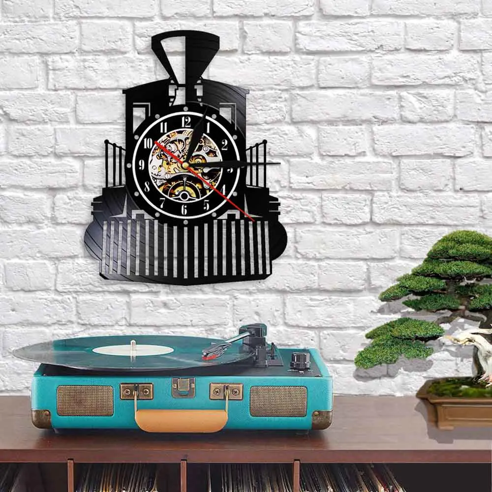 Паровой Паровозик винтажные декоративные настенные часы Виниловые ПОЕЗД