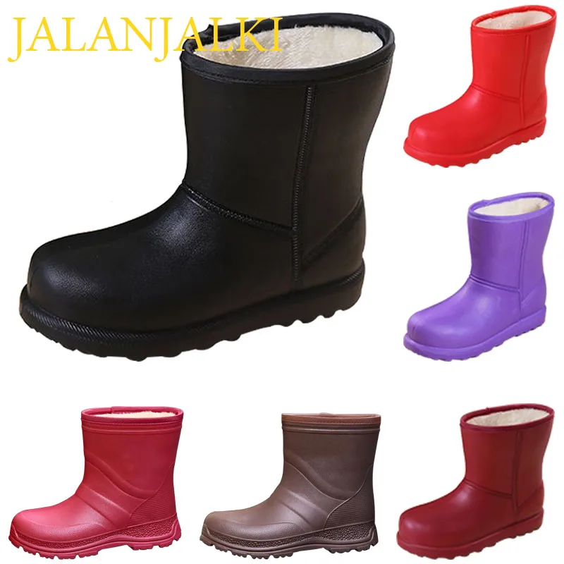 

JALANJALKI Winter Women Ankle Boots Warm Fur Plush Down Waterproof Black Snow Shoes Female Botas Mujer Casual Non-slip Girl Shoe