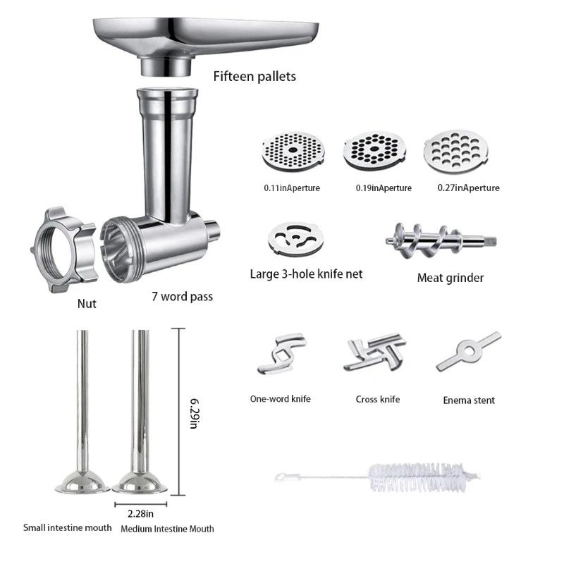 

Metal Food Meat Grinder Attachment for Mixers Sausage Stuffer Tubes Grinding