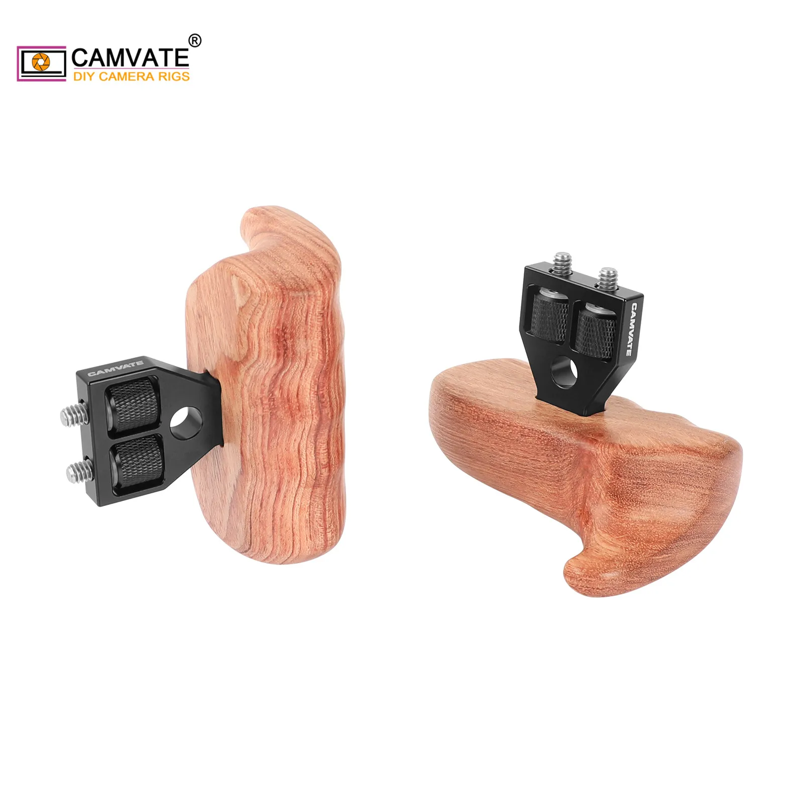 Деревянная рукоятка камеры CAMVATE (слева и справа) с разъемом из алюминиевого