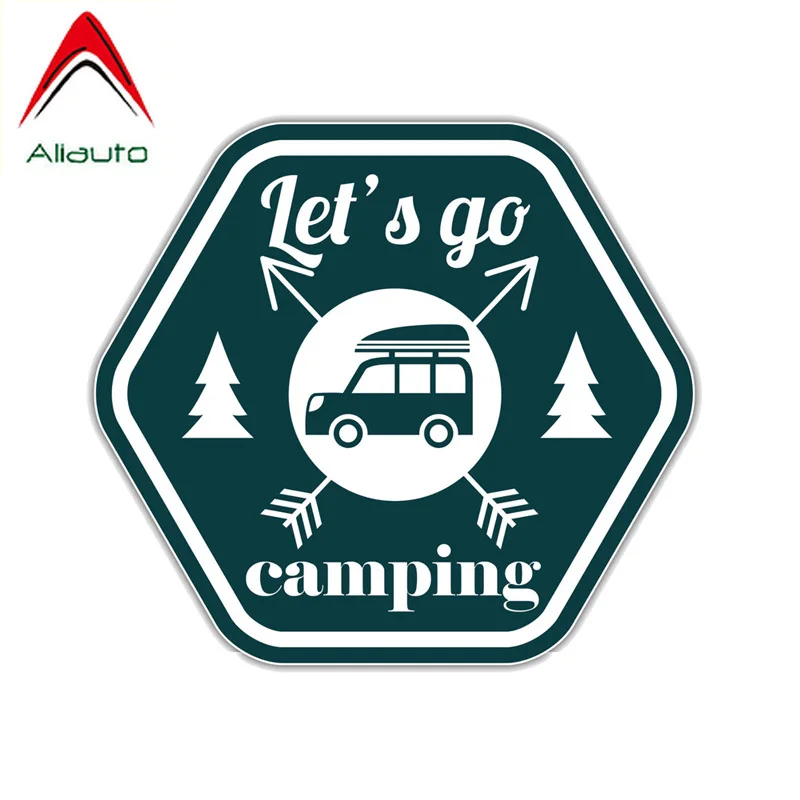 

Aliauto Creative Car Sticker Funny Let's Go Camping Accessories Sunscreen Reflective Cover Scratch Decal PVC,14cm*12cm