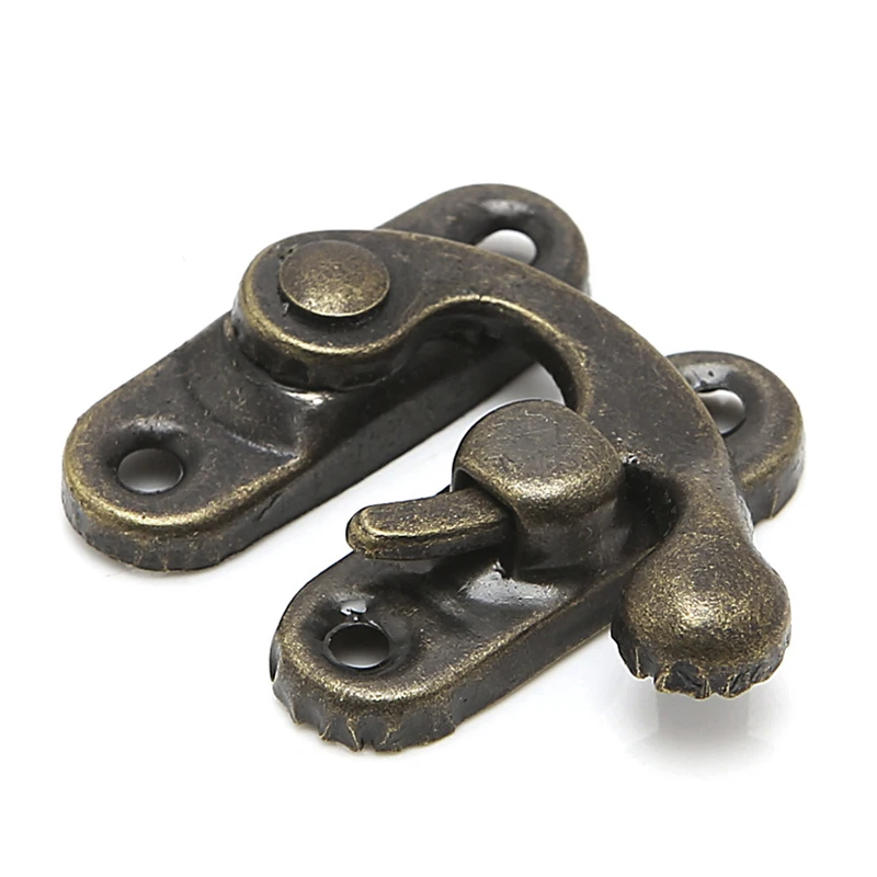 

10x Antique Metal Catch Curved Buckle Horn Lock Clasp Hook Gift Jewelry Box Padlock