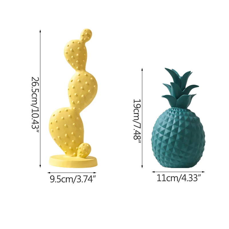 

Nordic Modern Design Colorful Pineapple Figurines Home Decoration Accessories Ceramic Cactus Miniature Model Room Office Crafts
