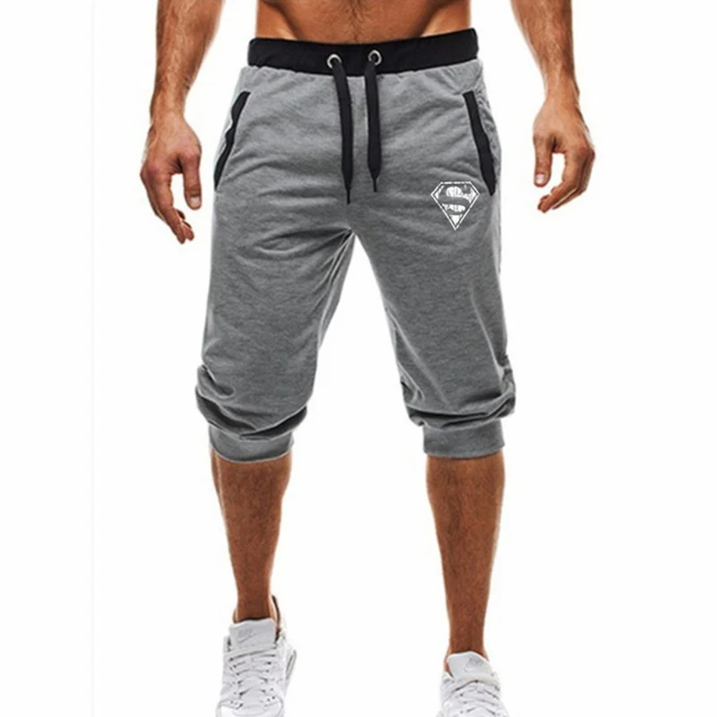 Модные летние мужские повседневные спортивные шорты 3/4 брюки короткая одежда для